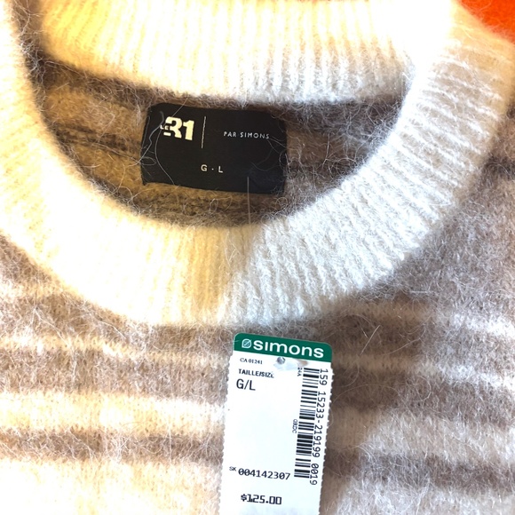 Off white, brown and gray stripe wool blend oversized sweater NWT - Picture 4 of 10